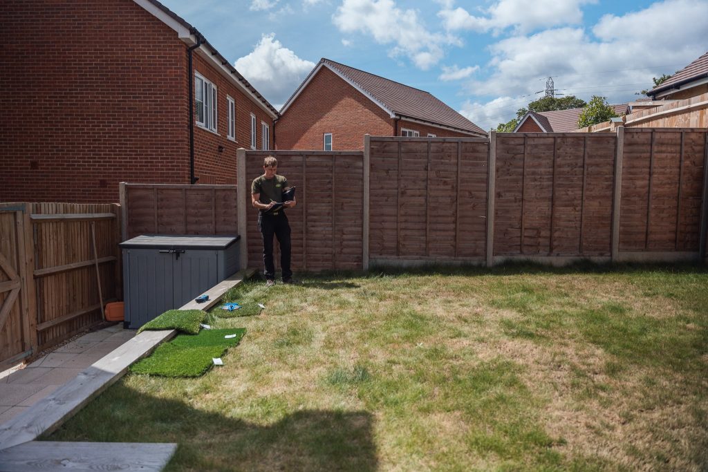 Real lawn before artificial grass installation